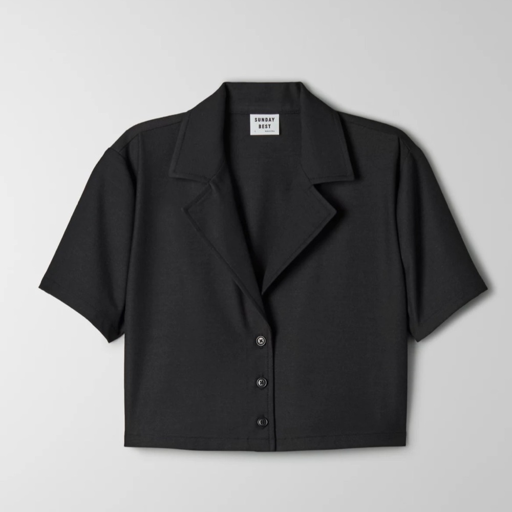 Aritzia Sunday Best Tuesday Button Up Black Crop S